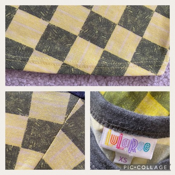 LuLaRoe Randy Unisex XS Checkered Raglan Baseball Style Tee Top 3/4 Sleeves - Picture 12 of 12